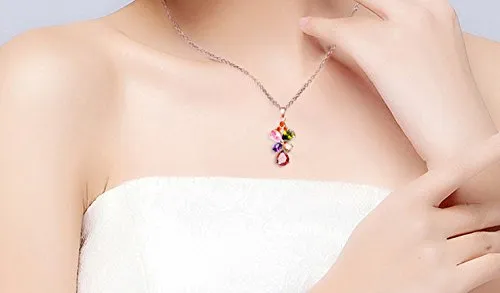 Yellow Chimes Butterfly Flower Swiss Cubic Zircon Rose Gold Plated Pendant for Women and Girls