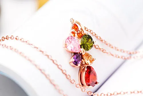 Yellow Chimes Butterfly Flower Swiss Cubic Zircon Rose Gold Plated Pendant for Women and Girls