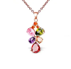 Yellow Chimes Butterfly Flower Swiss Cubic Zircon Rose Gold Plated Pendant for Women and Girls