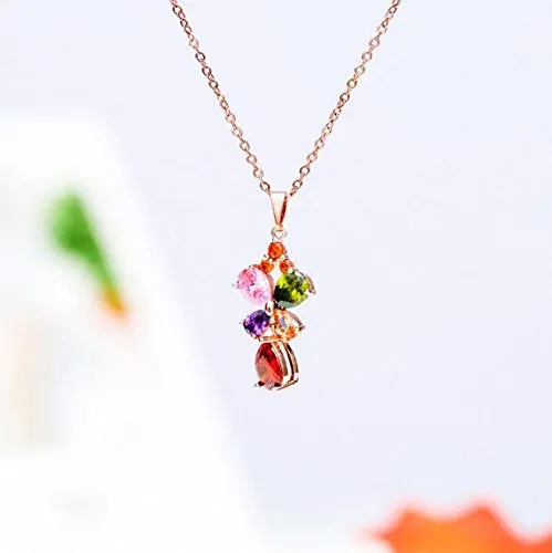 Yellow Chimes Butterfly Flower Swiss Cubic Zircon Rose Gold Plated Pendant for Women and Girls