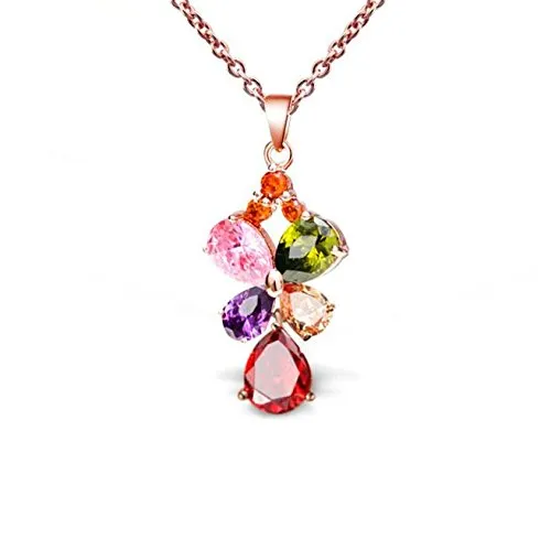 Yellow Chimes Butterfly Flower Swiss Cubic Zircon Rose Gold Plated Pendant for Women and Girls