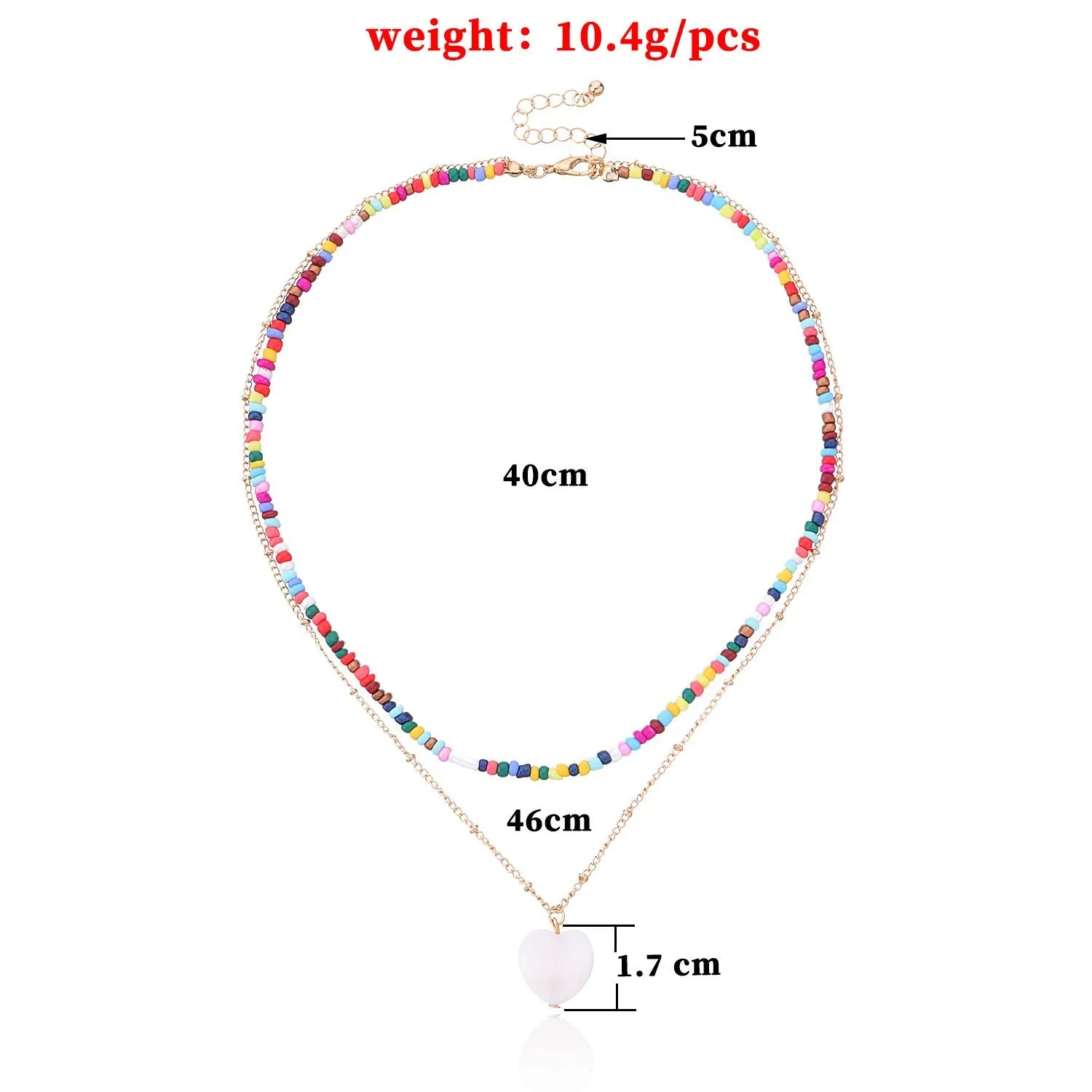 Yellow Chimes Necklace For Women Combo Of 2 Pcs Heart and Colorful Pearl Beaded Charm Necklace Chain For Women and Girls