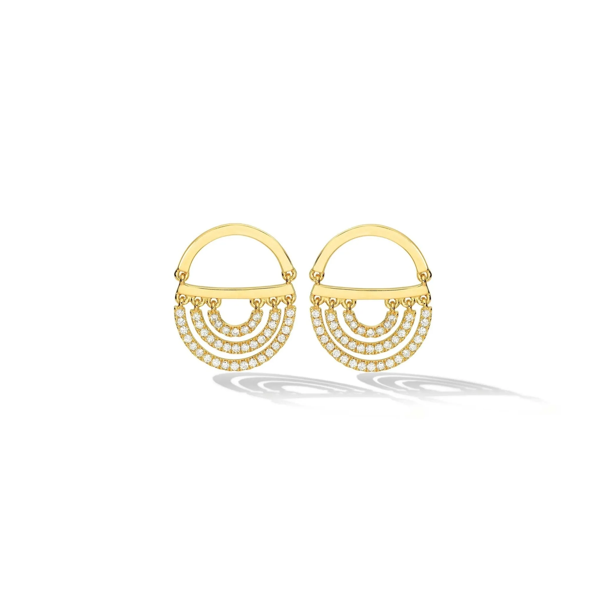 Yellow Gold Water Twin Drop Earrings with White Diamonds